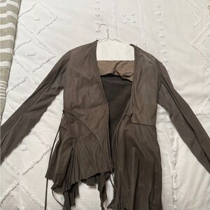 Sarah Mclachlan Vintage Rick Owens Brown Blazer with Asymmetrical Design
